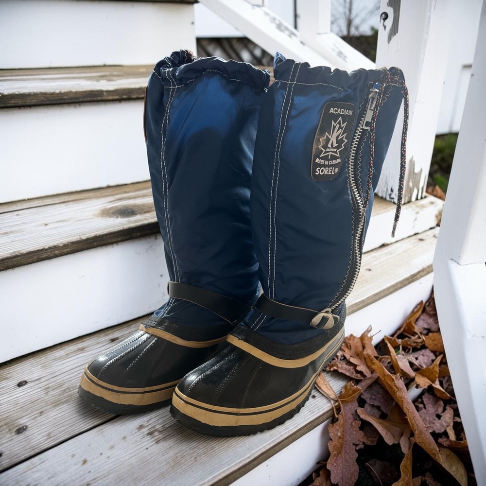 Sorel Acadian Vintage Winter Boots Mens 10 Navy Blue Made in Canada Snow Duck